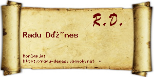 Radu Dénes névjegykártya