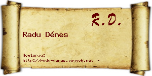 Radu Dénes névjegykártya